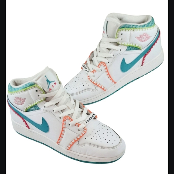 Jordan Other - Air Jordan 1 Mid SE GS White Washed Teal Rush Pink DM6218-100 Size 7Y/ Wmns 8.5